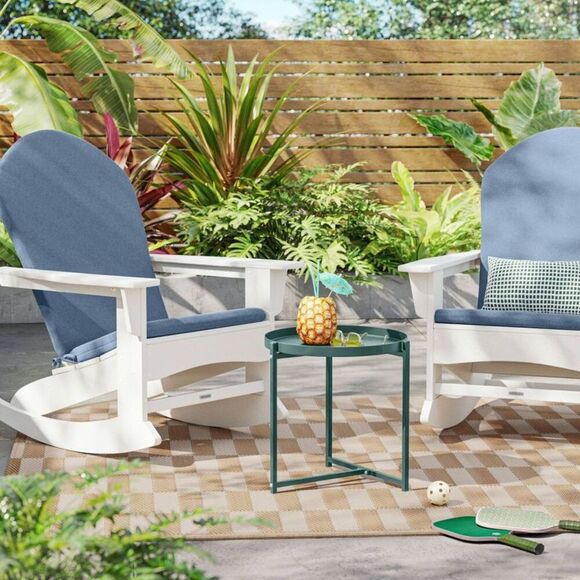 Room Essentials -  Outdoor Steel Round Side Table Tra Green - Picture 2 of 4